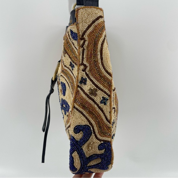 Christiana NWT Ivory/Blue Unique Bohemian Beaded Tapestry Shoulder Bag - Picture 5 of 12